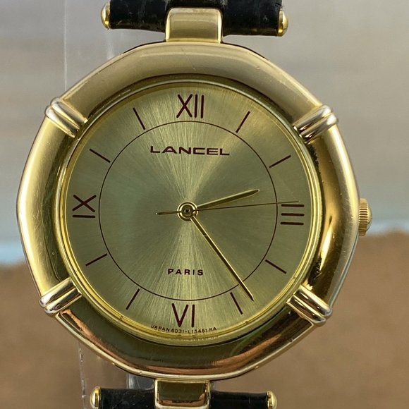 SOLD Vintage Lancel Paris Gold Watch Roman Numerals - Picture 1 of 7